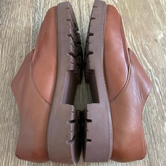 Seychelles Brown Leather Catch Me Lug Sole Platform Chunky Buckle Loafers 9.5 - Picture 7 of 11